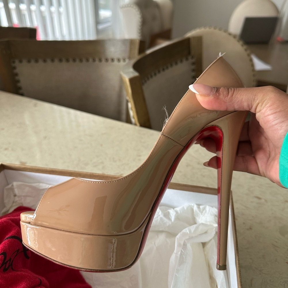 Christian Louboutin Blush Peep Toe Heels - Picture 6 of 7